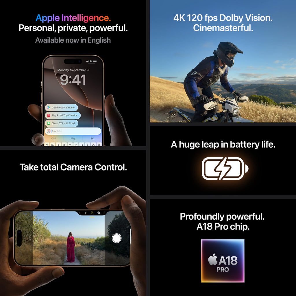 iPhone 16 Pro Max 1 TB: 5G Mobile Phone with Camera Control, 4K 120 fps Dolby Vision and a Huge Leap in Battery Life. Works with AirPods; Natural Titanium